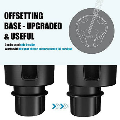 Upgraded Car Cup Holder Expander Adapter with Offset Adjustable Base, Compatible with Yeti 14/24/36/46oz Ramblers, Hydro Flasks 32/40oz, Other Large Bottles Mugs in 3.5"-4.0", 1 Pack - color: Black, size: Large*1
