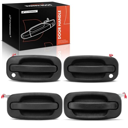 A-Premium - Front & Rear Exterior Door Handles Set - Compatible with Chevy Silverado 1500 2500 3500, Tahoe, Avalanche, Suburban & GMC Sierra, Yukon & Cadillac - 2000-2007 - Replace# 15034985, 15034986 - color: Textured Black