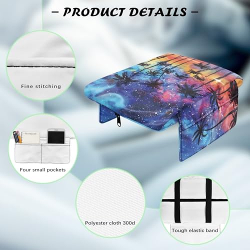 Coconut Tree Center Console Armrest Cover 300D Polyester Fabric Middle Console Lid for Most Vehicles with Side Pockets Interior Accessories Prevent Scratching - color: Coconut Tree