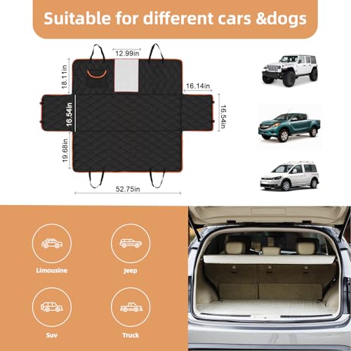 Scratchproof Dog Car Seat Cover For Back Seat, Waterproof Back Seat Pet Cover For Dogs With Mesh Window,Storage Pocket,Side Flap,Collapsible Nonslip Dog Seat Cover Universal Size Fit for Car/Truck/SUV