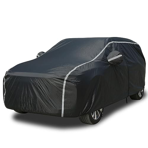Car Cover Waterproof All Weather SUV - Coverado Black Car Cover UV Protection with Zipper Door, Cotton Backing Snowproof Hail Protection Windproof, Universal Fit for SUV (206"-215") - color: Black (with cotton lining), size: YXXL: Fit 206-215 inches SUV