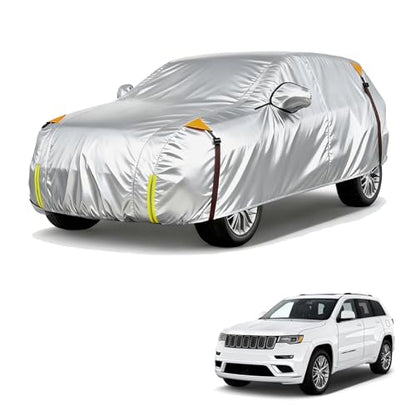 Wigoo Jeep Grand Cherokee Car Cover Accessories 1999-2026, Custom Fit Waterproof All Weather Outdoor Full SUV Cover, Windproof Sun UV Rain Snow Dust Protection, Door Zipper, Reflective Strips - size: for Jeep Grand Cherokee (1999-2026)