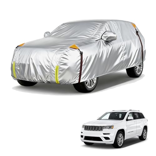 Wigoo Jeep Grand Cherokee Car Cover Accessories 1999-2026, Custom Fit Waterproof All Weather Outdoor Full SUV Cover, Windproof Sun UV Rain Snow Dust Protection, Door Zipper, Reflective Strips - size: for Jeep Grand Cherokee (1999-2026)