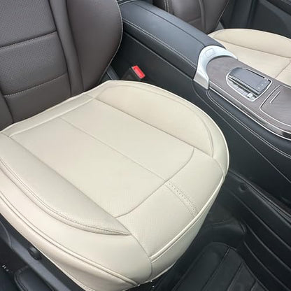 2 Pack Leather Front Car Seat Cover Bottom Only, Anti-slip Padded Seat Cushion, Full Wrap Seat Protector with Storage Function Universal Fit for Most Cars, SUV, Pick-up Trucks (Light Beige) - color: Light Beige
