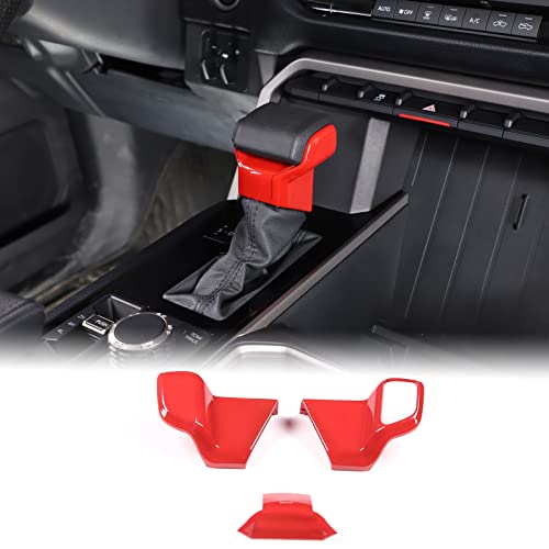 Aunginsy Gear Shift Handbrake Trim Cover Compatible with Toyota Tundra 2022+, Sequoia 2023+ & Tacoma 2024+, ABS Center Console Gear Shifter Head Knob Lower Panel Protector Cover Decoration Accessories - color: Red(B)