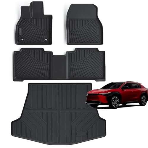 Floor Mats for 2023 2024 2025 Toyota BZ4X / 2026 BZ, TPE All Weather Protection Floor Liners with Cargo Mat for BZ4X Accessories - size: 2023-2025 Toyota Bz4x Mats