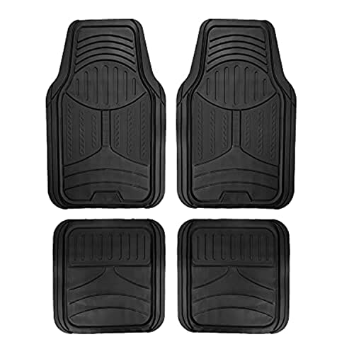 FH Group Automotive Floor Mats - Heavy-Duty Monster Eye Rubber Floor Mats for Cars, Universal Fit Full Set, ClimaProof Floor Mats, Trimmable Floor Mats For Most Sedan, SUV, Truck Floor Mats Black - color: Solid Black, style: Floor Mat Set
