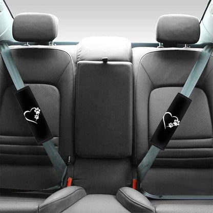 UNICEU Animal Dog Paws Lovely Heart Print Neoprene Soft Car Seatbelt Pads Protector Cover, 2 Packs, Soft Car Safety Seatbelt Strap for Kids Adults - color: Dog Paw Love Heart