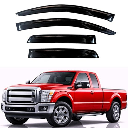KPY Rain Guards Fit for 1999-2016 Ford F250 F350 F450 F550 Super Duty SuperCab, Out-Channel Window Visors Vent Deflector 4PC, Truck Accessories for 99-16 F250 F350 F450 F550 Super Duty Extended Cab - size: 1999-2016 F250/F350/F450/F550 SuperCab