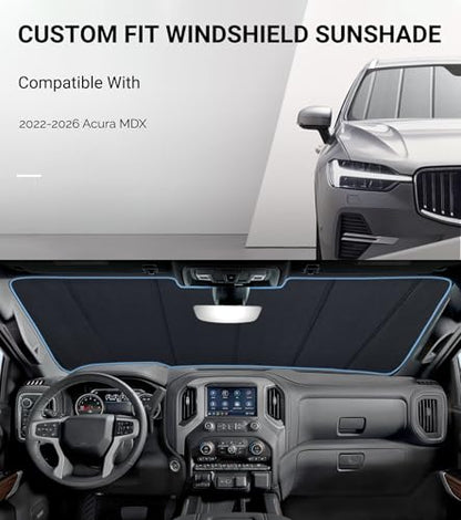 Pigenius Windshield Sunshade for Acura MDX 2022-2026, Premium Grey Leather Finish - color: SafeGuard, size: 2022-2025 MDX