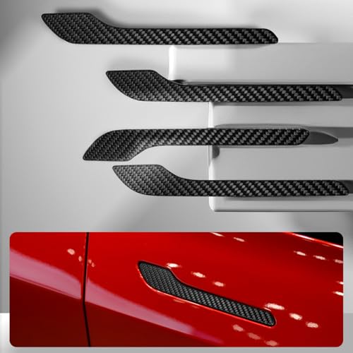 Genuine Carbon Fibre Exterior Door Handle Protector, Suitable for All Tesla Model 3/Model Y (Black) - color: Carbon fiber(Black)