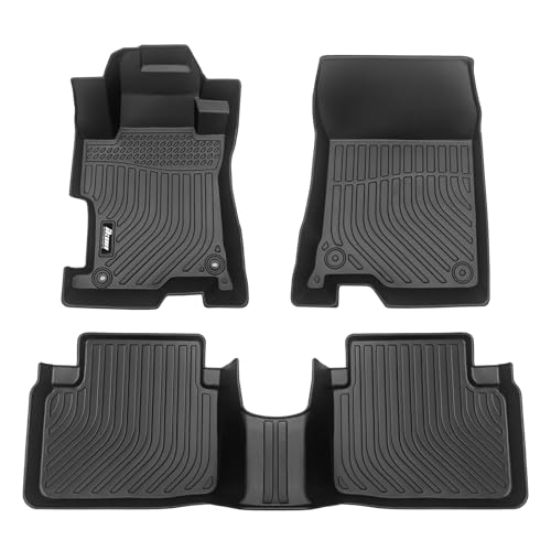 IKON MOTORSPORTS 3D TPE Floor Mats, Compatible with 2008-2012 Honda Accord Sedan 4-Door, All Weather Waterproof Anti-Slip Floor Liners, Front & 2nd Row Full Set Car Interior Accessories, Black - color: Black