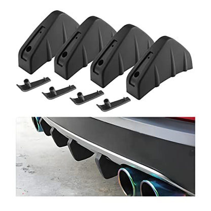 4pcs Car Rear Lower Bumper Wing Lip Diffuser, Anti-Crash Accessories Spoiler Shark Fin Protector, Rear Bumper Splitter Lip Wing with Screw, Universal Auto Decoration for Car SUV Truck - style: Black