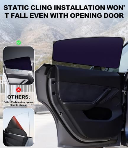 XCBYT Tesla Model Y Window Shades (2020–2026) - Static Cling Privacy Rear Side Window Covers, Clear Front Half Window Shades, Easy Install, No Residue (4 PCS) - size: Model Y(2020-2026 ) - 4pcs