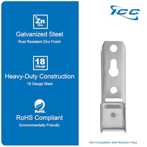 ICC 3/4-Inch Wall Mount J-Hook – 25-Pack, Cable Support 3/4" J Hooks Without Retainer Clips, Galvanized Steel with Zinc Finish – for Structured Cabling and Cable Management - size: 3/4 in, style: Wall Mount
