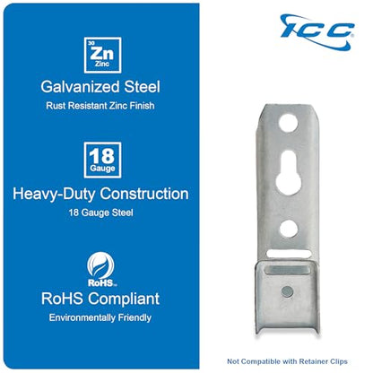 ICC 3/4-Inch Wall Mount J-Hook – 25-Pack, Cable Support 3/4" J Hooks Without Retainer Clips, Galvanized Steel with Zinc Finish – for Structured Cabling and Cable Management - size: 3/4 in, style: Wall Mount