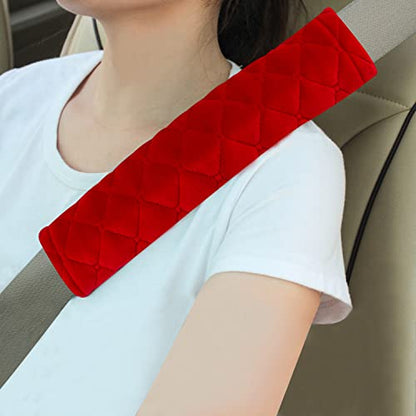 Amooca Soft Seat Belt Cover Pad, 2-Pack Soft Car Safety Seatbelt Strap Shoulder Pad for Adults and Children, Suitable for Car Seat Belt, Backpack, Shoulder Bag, Laptop Computer Bag (Red) - color: E: Red