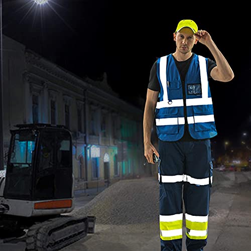 A-SAFETY XSmall Blue Safety Vest Reflective Work Vest,Hi Vis vest 7 Pockets, X-Small - color: Blue, size: X-Small