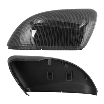 X AUTOHAUX Pair New Rear View Mirror Outside Housing Wing Mirror Covering Cap Carbon Fiber Pattern for Volkswagen Golf 6 2009-2012 - color: carbon fiber black
