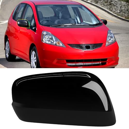 OWITAI Compatible with Honda Fit/Jazz Right Passenger Side Mirror Cap Cover 2009 2010 2011 2012 2013, Glossy Black Door Rearview Mirror Cover Replacement Without Turn Signal Light for Fit/Jazz - color: Right Black