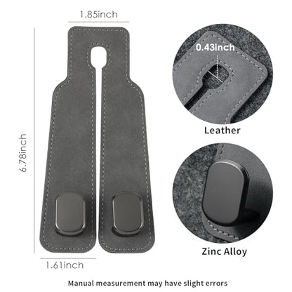 KINIVA Car Seat Headrest Storage Hooks, Set of 2, Suede PU Leather, Double Hooks (Grey) - color: Gray