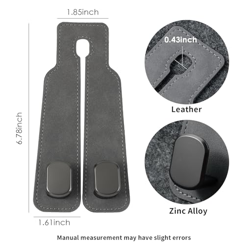 KINIVA Car Seat Headrest Storage Hooks, Set of 2, Suede PU Leather, Double Hooks (Grey-4 Pack) - color: Grey-4 pack