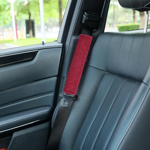 Amooca Automotive Seat Belt Cover Soft Suede Universal Fit Seatbelt Shoulder Pad Neck Protector Cushions for SUV Trucks Airplane Backpack 2 Pack Wine Red - color: Wine Red