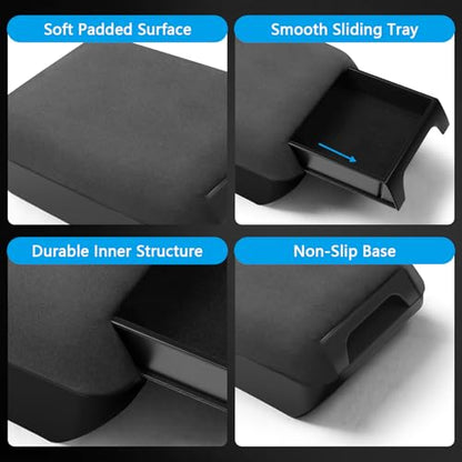 Center Console Armrest Cover with Hidden Storage for Tesla Model Y Juniper 2026 & Model 3 Highland 2024-2026 Soft Padded Elbow Support Pull-Out Organizer Tray Non-Slip Interior Accessories
