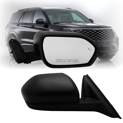 Passenger Side Mirror Compatiable With 2020-2025 Ford Explorer With Power Glass Blind Spots Manual Folding Non-Heated 5-Pins Textured Black Without Turn Signals - color: 5-Pins, size: Passenger Side