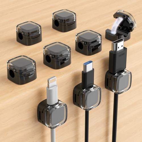 Magnetic Cable Clips, Adjustable Cord Holder Management, Adhesive Wire Keeper Organizer for Home Office Desk Phone PC Car Wall Desktop Nightstand Appliance (9-Pack Black Crystal) - color: 9-Pack Black Crystal