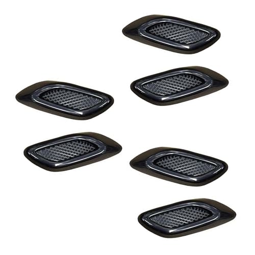 6 PCS Car Fender Trim Decorative, Fashion Exterior Hood Side Door Air Vent Cover, Air Flow Fender Side Intake Vent Decal, Sport Modified Simulated Air Outlet Accessories for Cars (Black) - color: Black