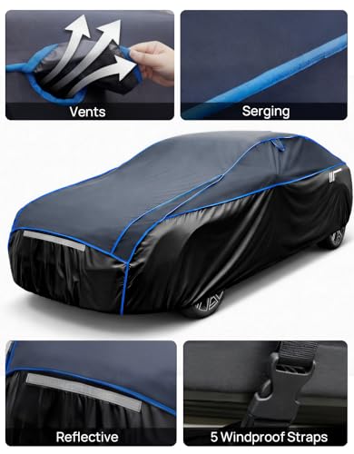 JOYTUTUS Hail Protector Car Cover for Sedan (194-208 inch), Thick EVA Padded Anti-Hail Cover, Waterproof All Weather Hail Protection Car Cover - size: Sedan (194-208 inch)