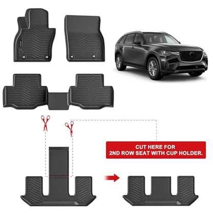 Auxko All Weather Floor Mats Fits for Mazda CX-90(Include PHEV) 2026 2025 2024 6&7 seat 3 Rows TPE Rubber Liners Accessoires for Mazda CX90 All Season Guard Odorless Anti-Slip Mats - size: Cx90 6&7p|2024-2026|floor Mats