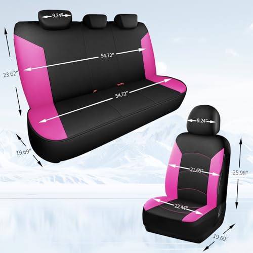 HChengkikz Car Seat Covers Full Set, Waterproof Neoprene Seat Covers, Airbag Compatible, Universal All Season Automotive Seat Covers for Most Cars, SUVs, Trucks (Black + Pink) - color: Black Pink, size: Full Set
