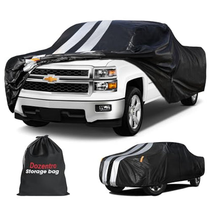 Silverado 1500 Truck Cover Custom Fit 1998-2026 Extended Cab Short/Long Bed(8.1') with Door Zipper, 10 Layers Outdoor Heavy Pickup Truck Cover Waterproof All Weather, Wind Dust Sun Protector. - size: Silverado 1500 1998-2026 Extended Cab+Towel+Bag