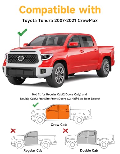 in-Channel Window Rain Guards Fit for Truck Toyota Tundra 2007-2021 CrewMax Extra Durable Window Deflectors Window Visors Vent Visors Vent Shades Car Accessories-4 pcs Q27 - size: Fit for 2007-2021 Tundra CrewMax