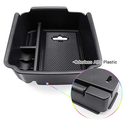 SKTU Center Console Organizer Compatible with 2018-2020 Tiguan Allspace LWB Accessories Insert ABS Black Materials Tray Armrest Secondary Storage Box - color: 2018-2020 Tiguan