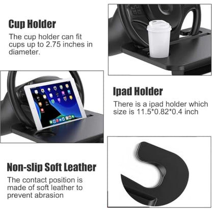 2 In 1 Steering Wheel Desk, Universal Steering Wheel Tray Table With Seat Gap Filler Organizer in Between Seat Organizer Car Food Tray For Laptop, Eating, Writing Work Road Trip