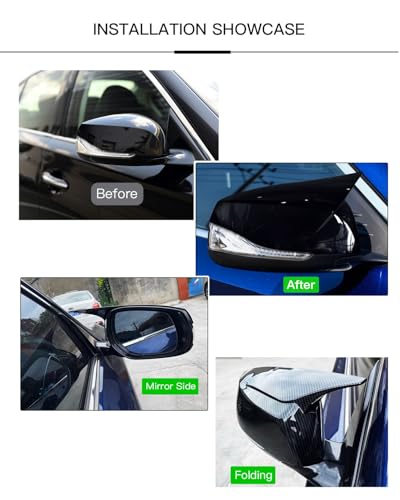 Horn Style Glossy Black Door Mirror Cover Cap Compatible with 2014-2020 Infiniti Q50 Q60 Q70 QX30 - size: Glossy Black