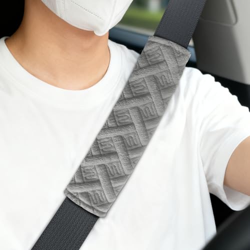 2PCS Car Seat Belt Covers, Plush Seat Belt Shoulder Pads, Seat Belt Shoulder Guard, Shoulder Strap Neck Cushion Protector, Universal Car Comfortable Accessories for Car SUV Truck (Grey) - color: Grey