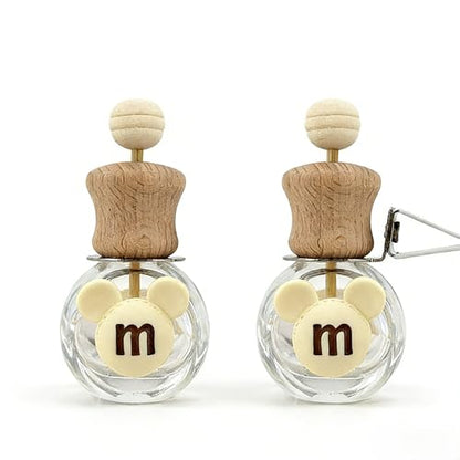 2 Pack Car Air Freshener Diffuser Bottle Refillable Empty Glass Perfume Bottle with Vent Clip, Drift Car Air Freshener Clip Essential Oil Diffuser for Car Oil Diffusers Interior Decor-A4 - size: Bear-A4 - 2PCS