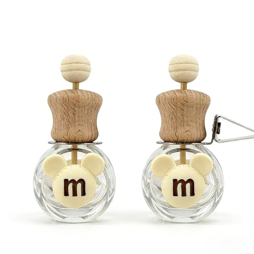 2 Pack Car Air Freshener Diffuser Bottle Refillable Empty Glass Perfume Bottle with Vent Clip, Drift Car Air Freshener Clip Essential Oil Diffuser for Car Oil Diffusers Interior Decor-A4 - size: Bear-A4 - 2PCS