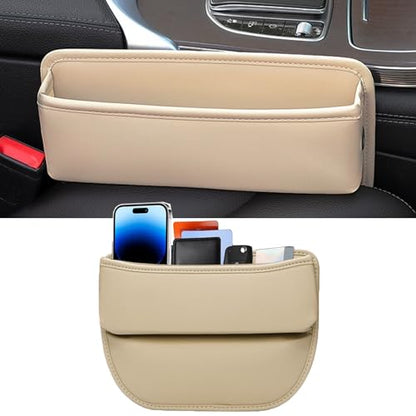 Universal Fit Premium Leather Car Seat Gap Filler Organizer, Center Console Organizer for Car SUV Truck (Beige，1 Pack) - color: Beige，1 Pack