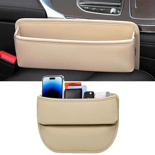 Universal Fit Premium Leather Car Seat Gap Filler Organizer, Center Console Organizer for Car SUV Truck (Beige，1 Pack) - color: Beige，1 Pack