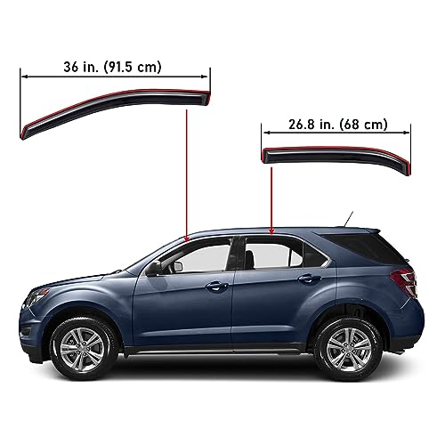 Lightronic Extra Durable Clip-on in-Channel Auto Vent Window Visor, Fits 2010-2017 Chevrolet Equinox, UV Protection Rain Guard, Original Wind Deflector, No-Drill Easy Install, Dark Smoke, 4-Pcs - size: In-Channel