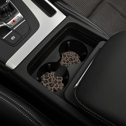 Cheetah Print Steering Wheel Cover Coffee Leopard Print Steering Wheel Cover Breathable Universal for 15 Inch Anti-Slip Car with 2 Pieces Car Coasters Suitable for Men Women Cheetahs - color: Cheetah Print