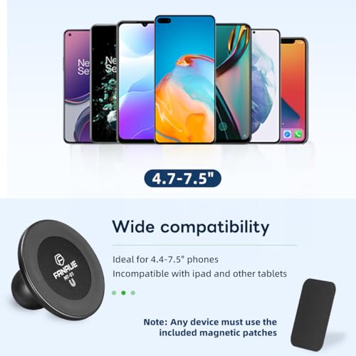 FANAUE Cell Phone Holder Base with 1" Ball Head Magnetic Car Phone Mount Stand Compatible with RAM Mount B Size 1 inch, can be Mounted on car Dashboard, Windshield, Suitable for 4.7-7.5" Smartphone
