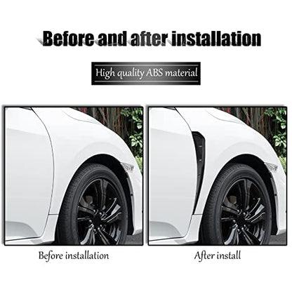 Miytsya 2 PCS Car Fender Side Vents, ABS Carbon Fiber Spoiler, Fender Decorative Stickers, Air Flow Intake Hole Grille Auto Exterior Accessories Universal (Black)