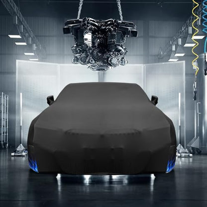 Erato Indoor Car Cover – Elastic Full Coverage Stretch Breathable Dustproof for Underground Garage, Car Show, Flame Pattern, Fits Sedans up to 193 Inches, Custom-Fit Style,Black - size: L-Sedan