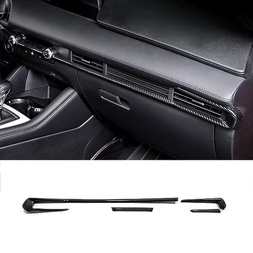 Car Accessories Fit for 2019 2020 2021 2022 2023 2024 2025 Mazda 3 Axela Inner Dashboard Center Console AC Air Vent Outlet Cover Trim (Carbon Fiber Style) ABS 4 PCS - color: Carbon Fiber Style
